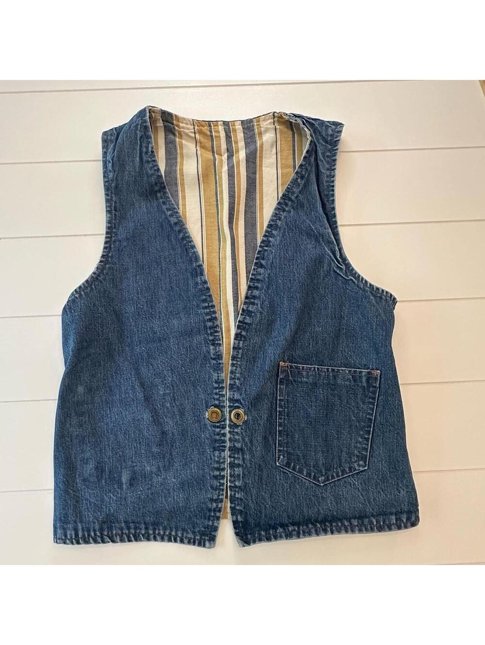 Vintage Levi's Big E Reversible Denim and Striped Vest